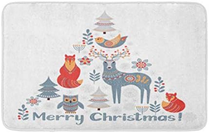 16 24 שטיח אמבטיה משולש חג המולד בסקנדינבי שועל צבי ינשוף ציפור חורף מפנק אמבטיה דקור אמבטיה שטיח עם