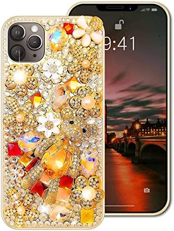 CAVDYCIDY iPhone 11 Pro Bling Case לנשים ילדה עם יהלום, Bling יוקרה מקדח מים חמוד מקדח מיקוד מתאים לאייפון
