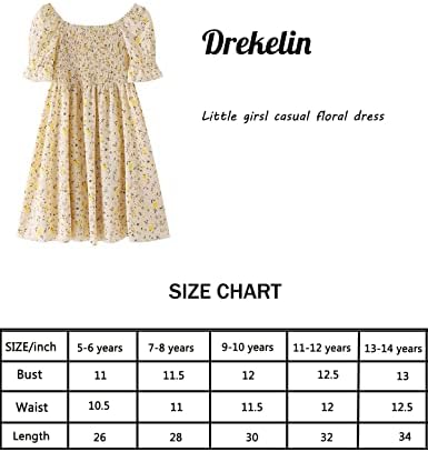 דרקלין בנות קצר שרוול לפרוע נמתח אונליין פרחוני שמלת לילדות קטנות מקרית המפלגה שמלות 5-14 שנים