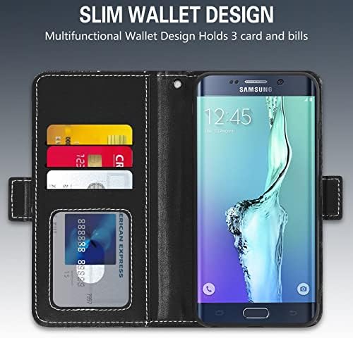 מארז טלפון ASUWISH עבור סמסונג גלקסי S6 Edge Plus כיסוי ארנק עם מגן מסך ומחזיק כרטיסי אשראי הפוך בלינג