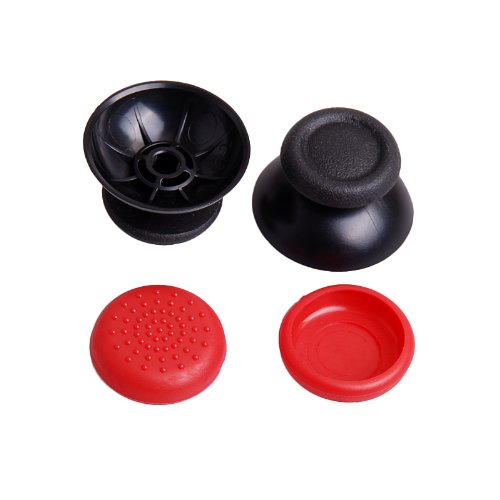 WANTMALL מקלות אצבע אדומים שחורים, עטיפות כפתורים מוגדרות עבור פלייסטיישן 4 בקר PS4