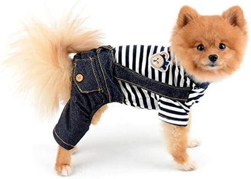 תלבושות של כלבים סלמאי לכלבים קטנים ילד קיץ רצועת אופנה חולצות דוב חולצות ג'ינס מכנסי ביב סרבלים בגדים