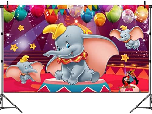 תפאורת דומבו של Chunyunfafalou לקישוטים למסיבות יום הולדת קרקס שלב נושא באנר 5x3ft פיל פיל מקלחת לתינוק