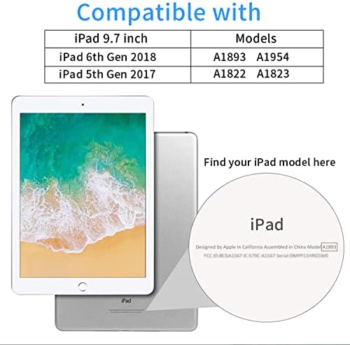 Cenke iPad 9.7 מארז לאייפד דור 6/מארז הדור החמישי של iPad עם מחזיק עיפרון, Smart Trifold Stand Soft