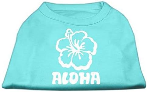 מוצרי חיות מחמד של מיראז 'חולצת הדפסה של מסך פרח Aloha, בינוני, כחול
